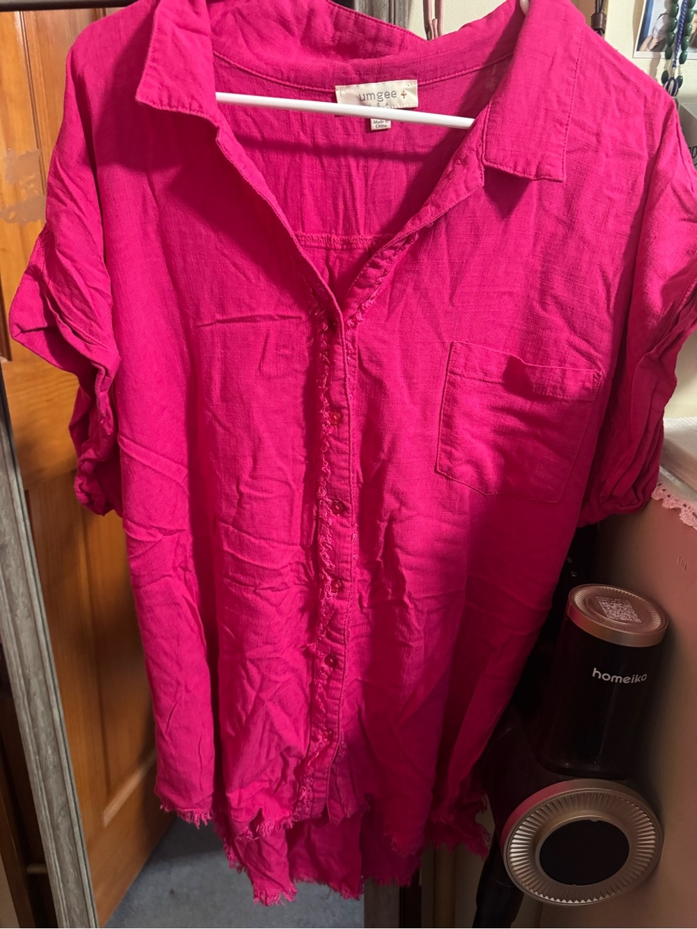 Umgee Fuchsia Button-Front Tunic Top